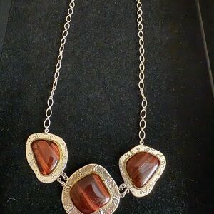Silpada Silver Necklace with Brown Stones